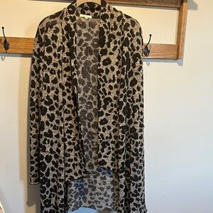 Maurices Black and Gray Leopard Print Cardigan